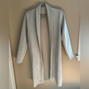 NWOT Zara Collection Women Ivory/Light Grey Suede Effect Open Front Coat